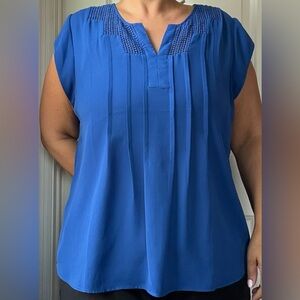 Daniel Rainn Royal Blue Pleated Blouse